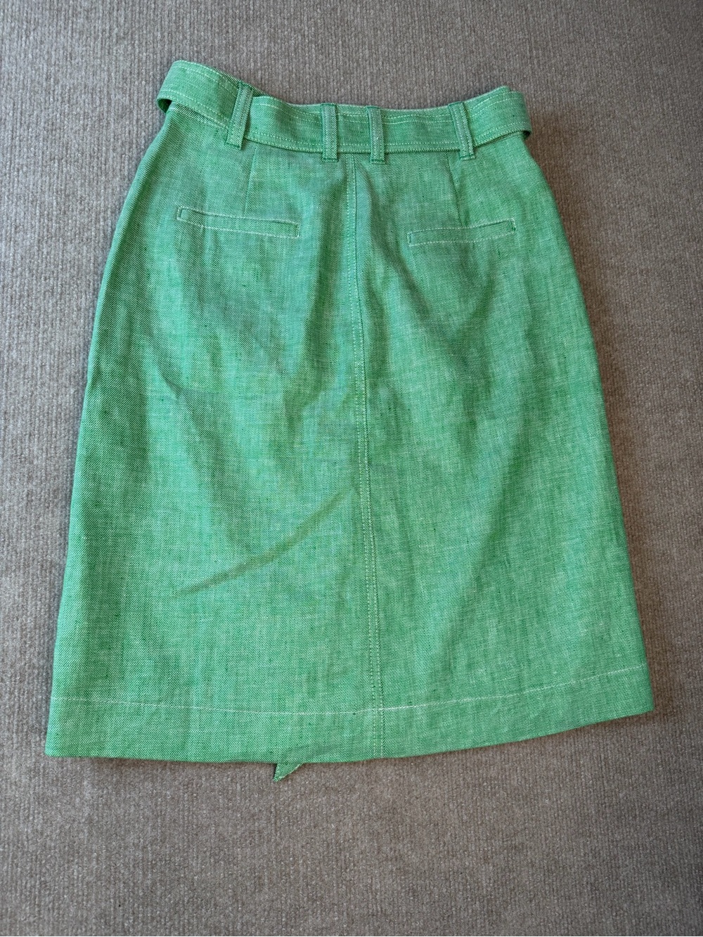 J. Crew Mint Green Linen Blend Button-Front Utility Style Pockets Safari Skirt - Picture 9 of 10